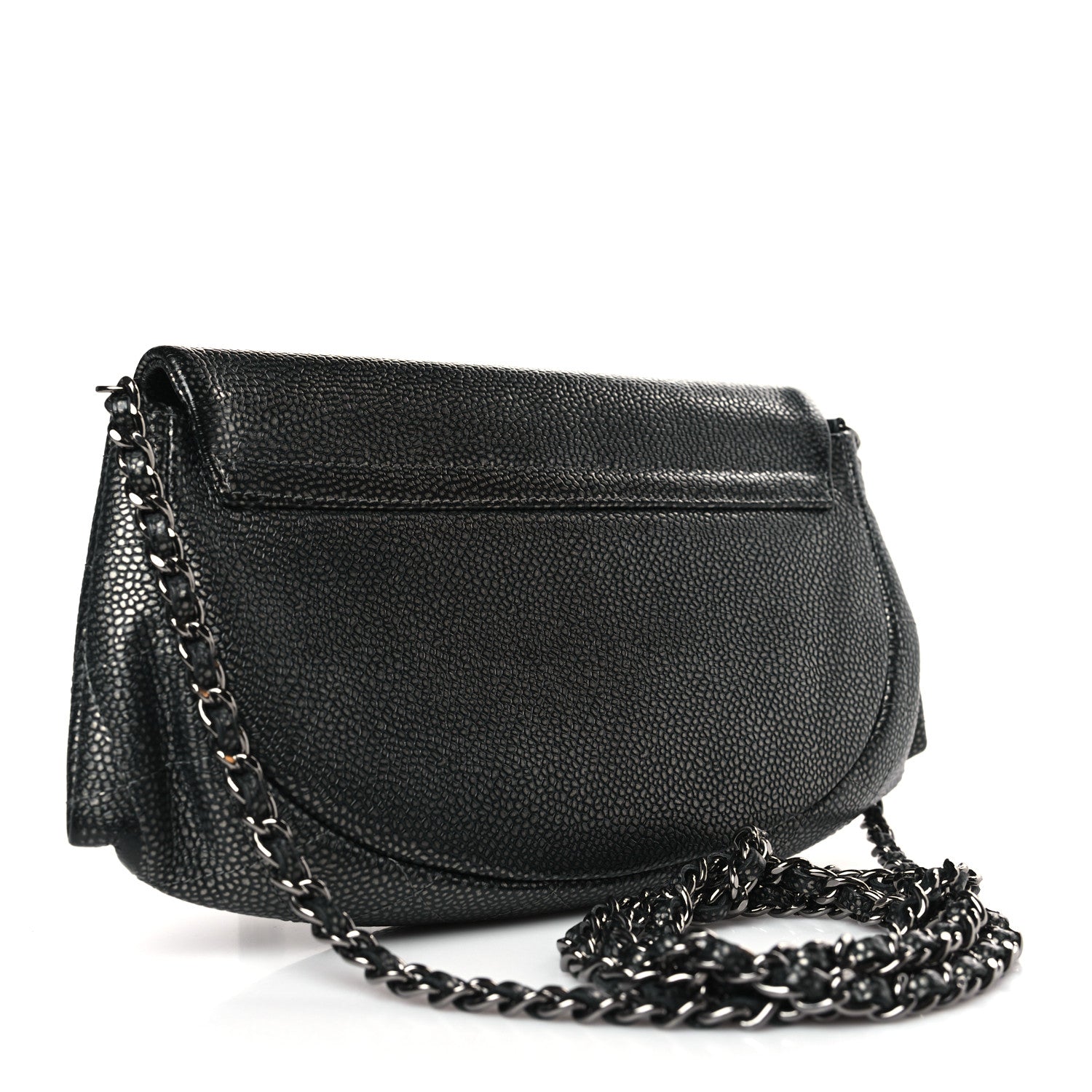 Chanel Metallic Caviar Half Moon Wallet On Chain WOC Bronze 3 of 10