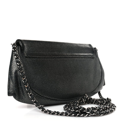 Chanel Metallic Caviar Half Moon Wallet On Chain WOC Bronze 3 of 10