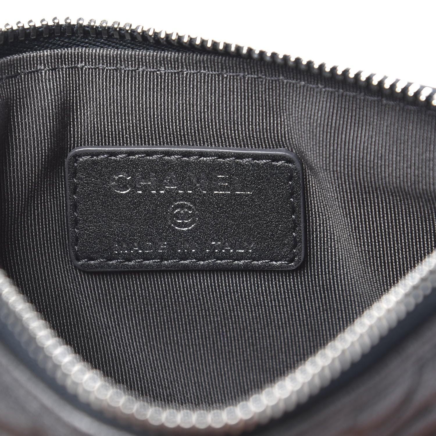 Chanel Goatskin Camellia Embossed Cosmetic Pouch Anthracite 6 of 8