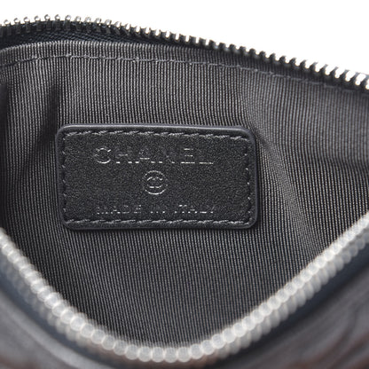 Chanel Goatskin Camellia Embossed Cosmetic Pouch Anthracite 6 of 8