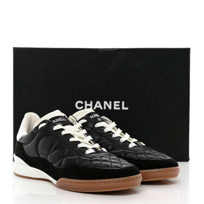 Chanel Suede Calfskin Quilted Sneakers 37.5 Black 10 of 10