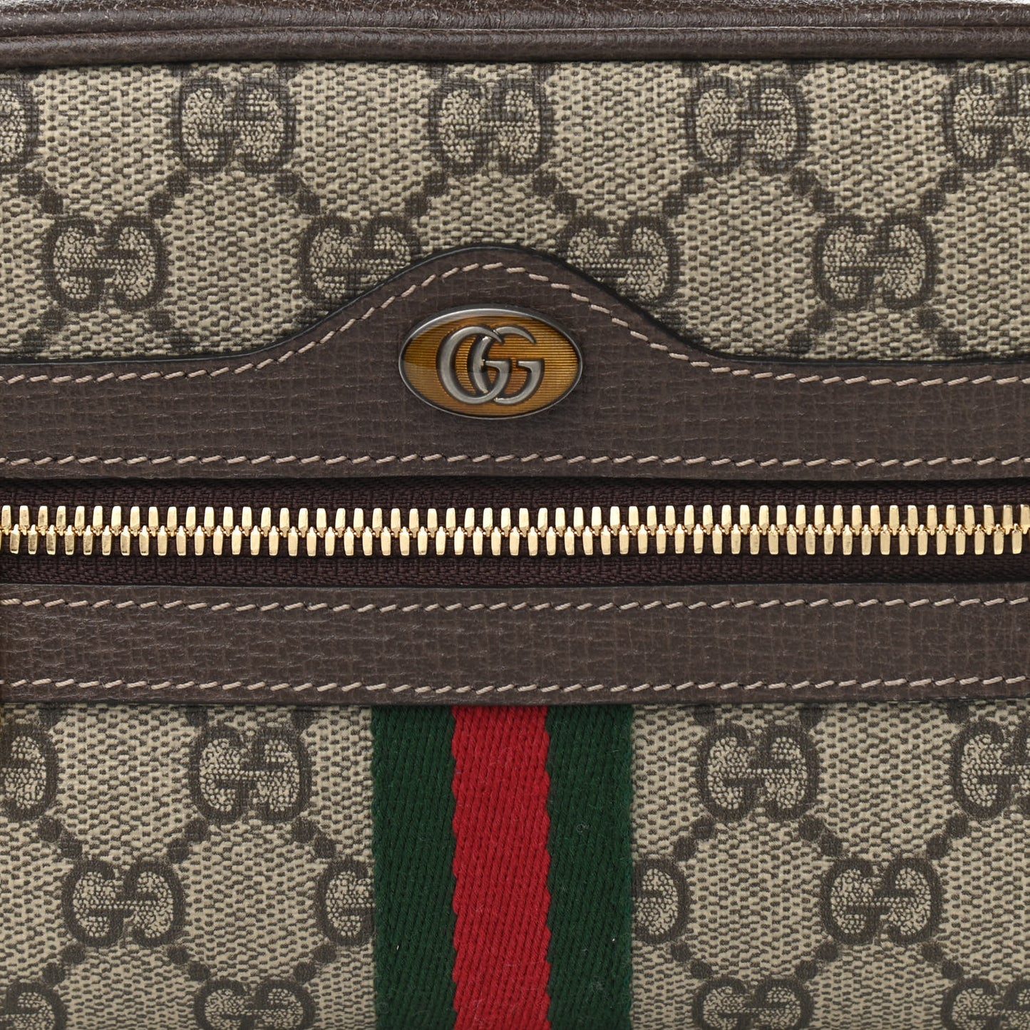 GG Supreme Monogram Web Small Ophidia Belt Bag 85 34 Dark Brown