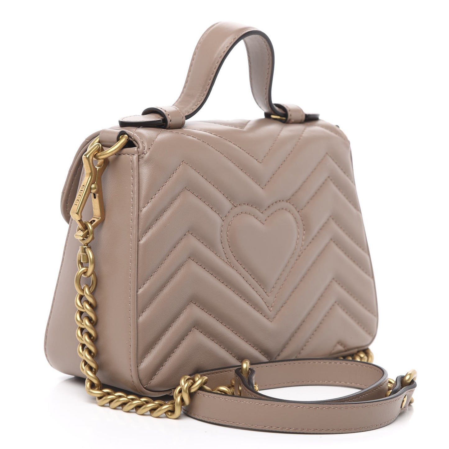 Calfskin Matelasse Mini GG Marmont Top Handle Shoulder Bag Porcelain Rose