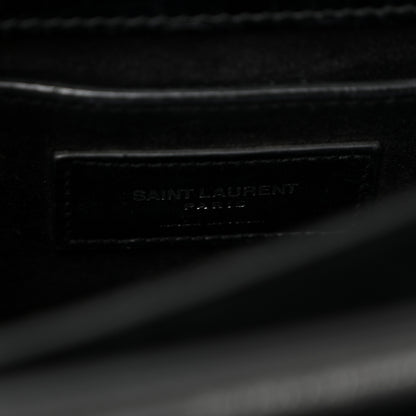 Saint Laurent Calfskin Crocodile Embossed Medium Monogram Sunset Black 6 of 11