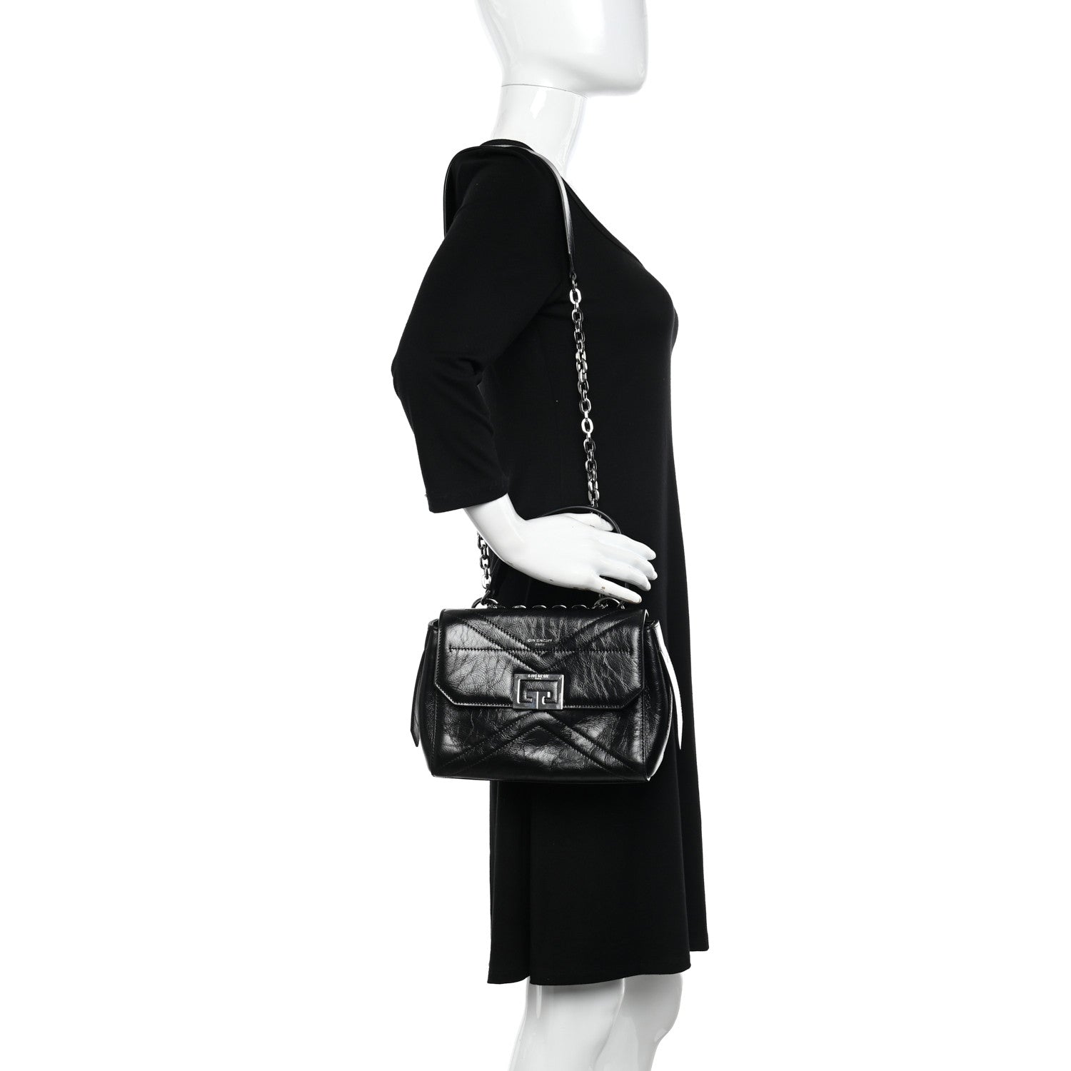 Givenchy Creased Patent Calfskin Small ID Flap Black 3 of 9