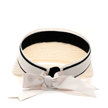 Chanel Abaca Cotton Ribbon Visor M Ecru White 4 of 8