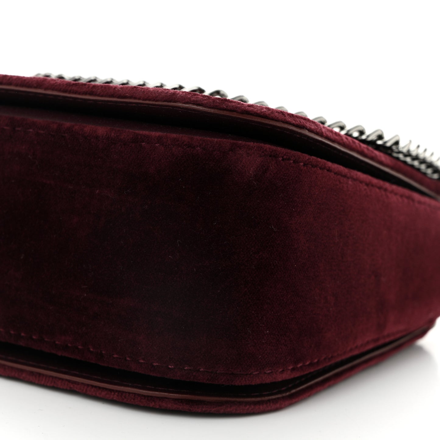 Velvet Mini Falabella Box Shoulder Bag Burgundy