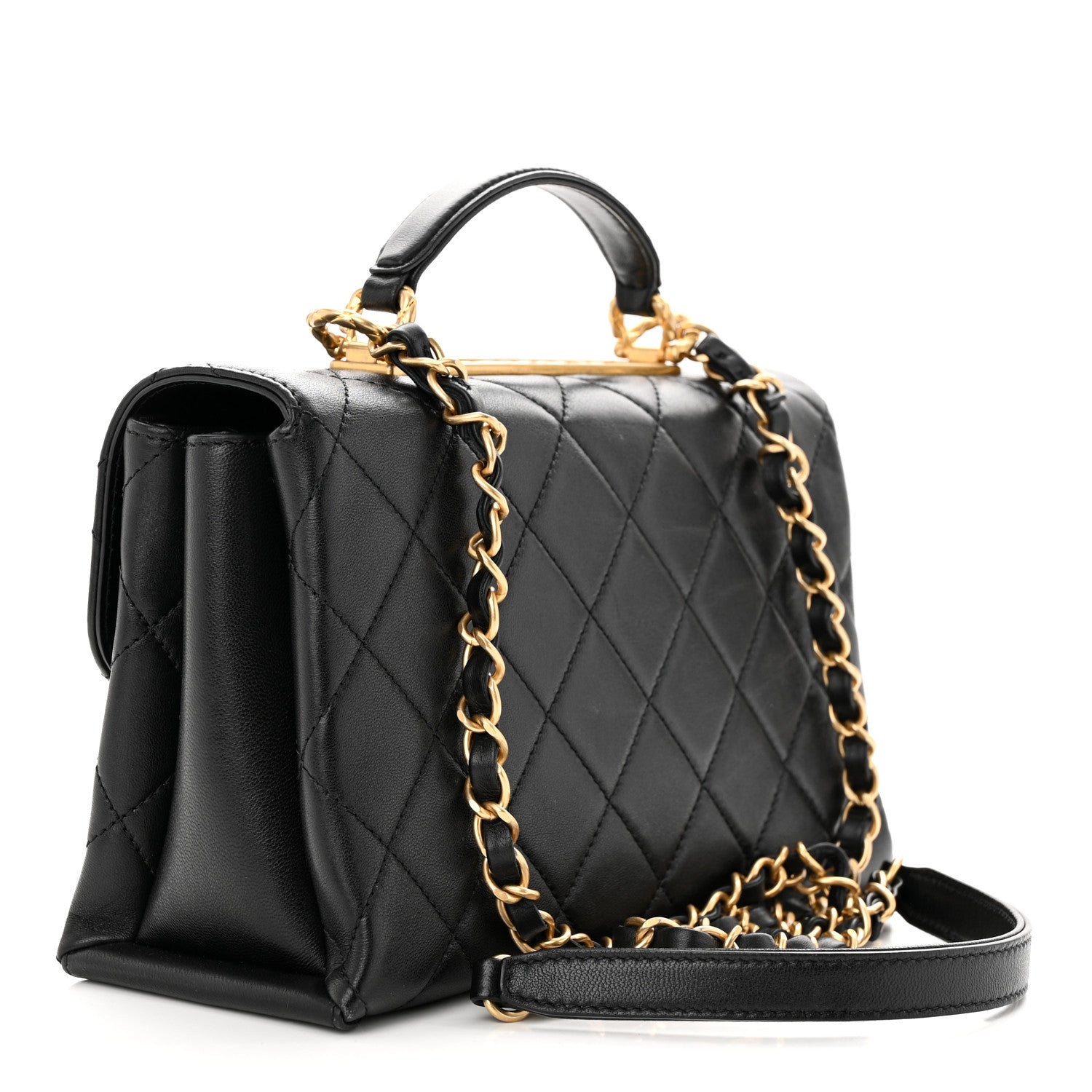 Chanel Lambskin Quilted Trendy Spirit Top Handle Flap Black 3 of 11