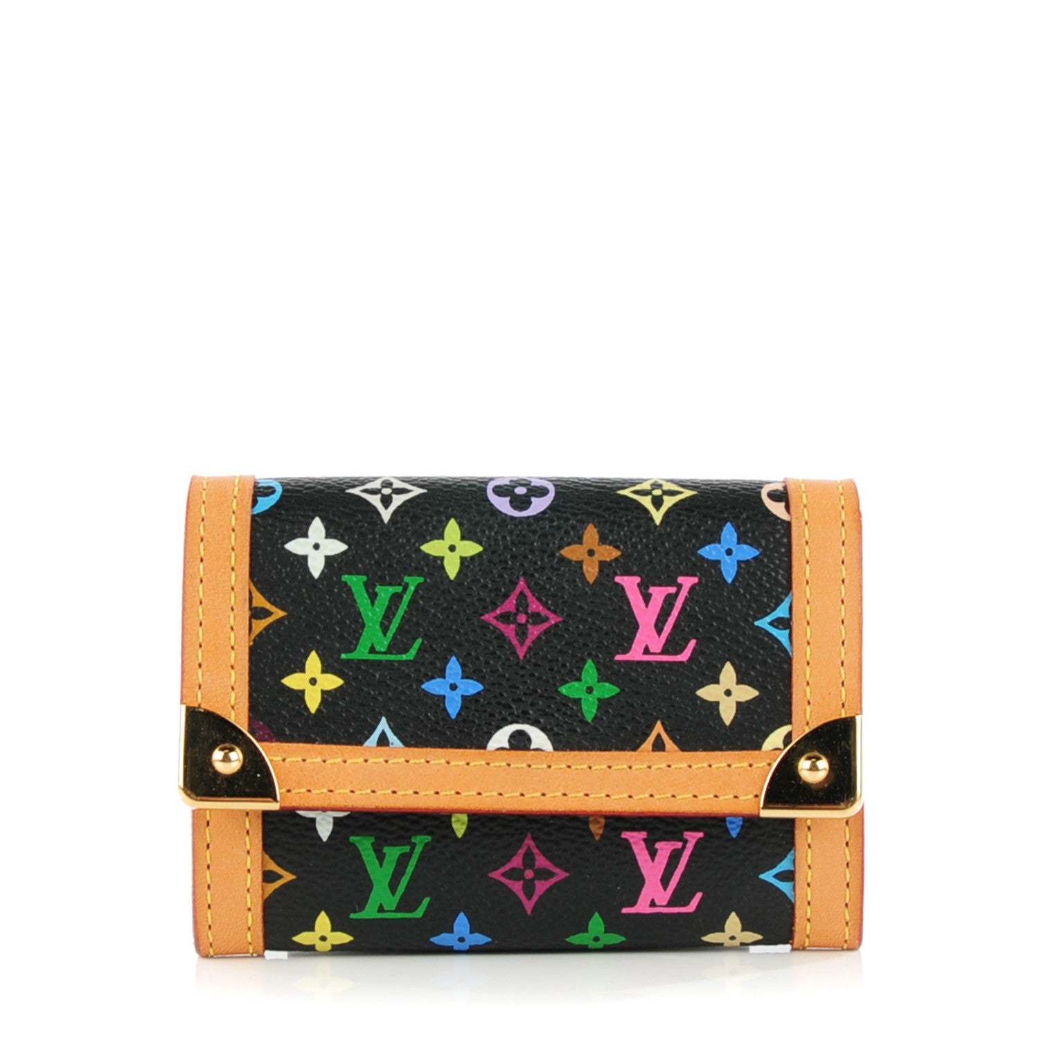 Louis Vuitton Monogram Multicolor Porte-Monnaie Plat Coin Purse Black 1 of 8