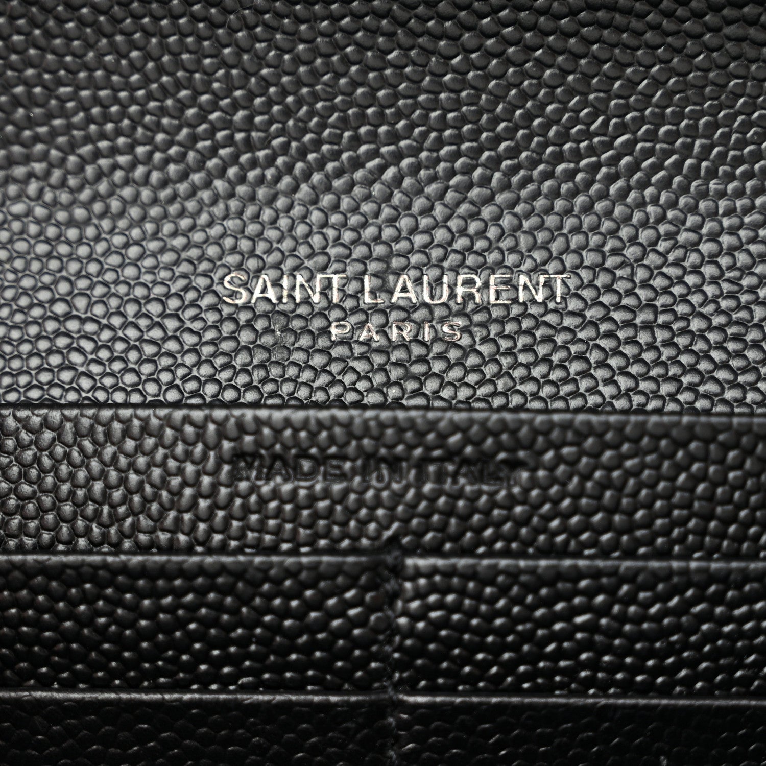 Saint Laurent Grain De Poudre Matelasse Chevron Monogram Flap Wallet Black 6 of 12