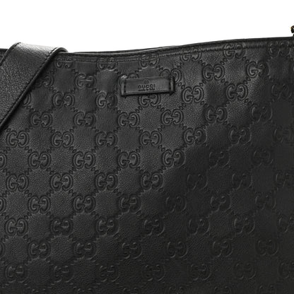 Gucci Guccissima Medium Flat Messenger Bag Black 8 of 10