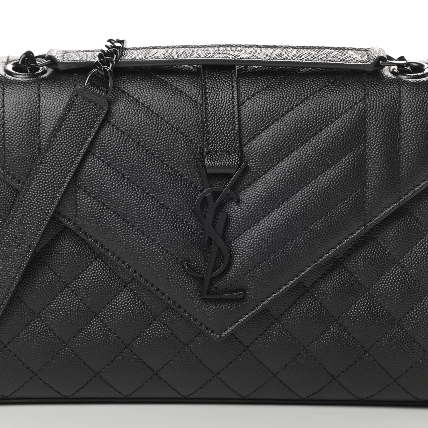 Grain De Poudre Textured Mixed Matelasse Triquilt Medium Monogram Satchel Black