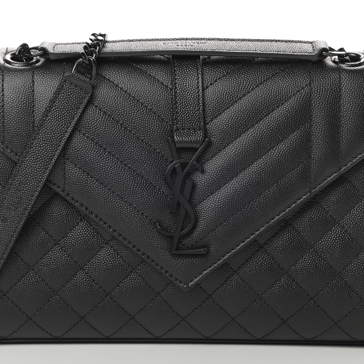 Saint Laurent Grain De Poudre Textured Mixed Matelasse Triquilt Medium Monogram Satchel Black 8 of 10