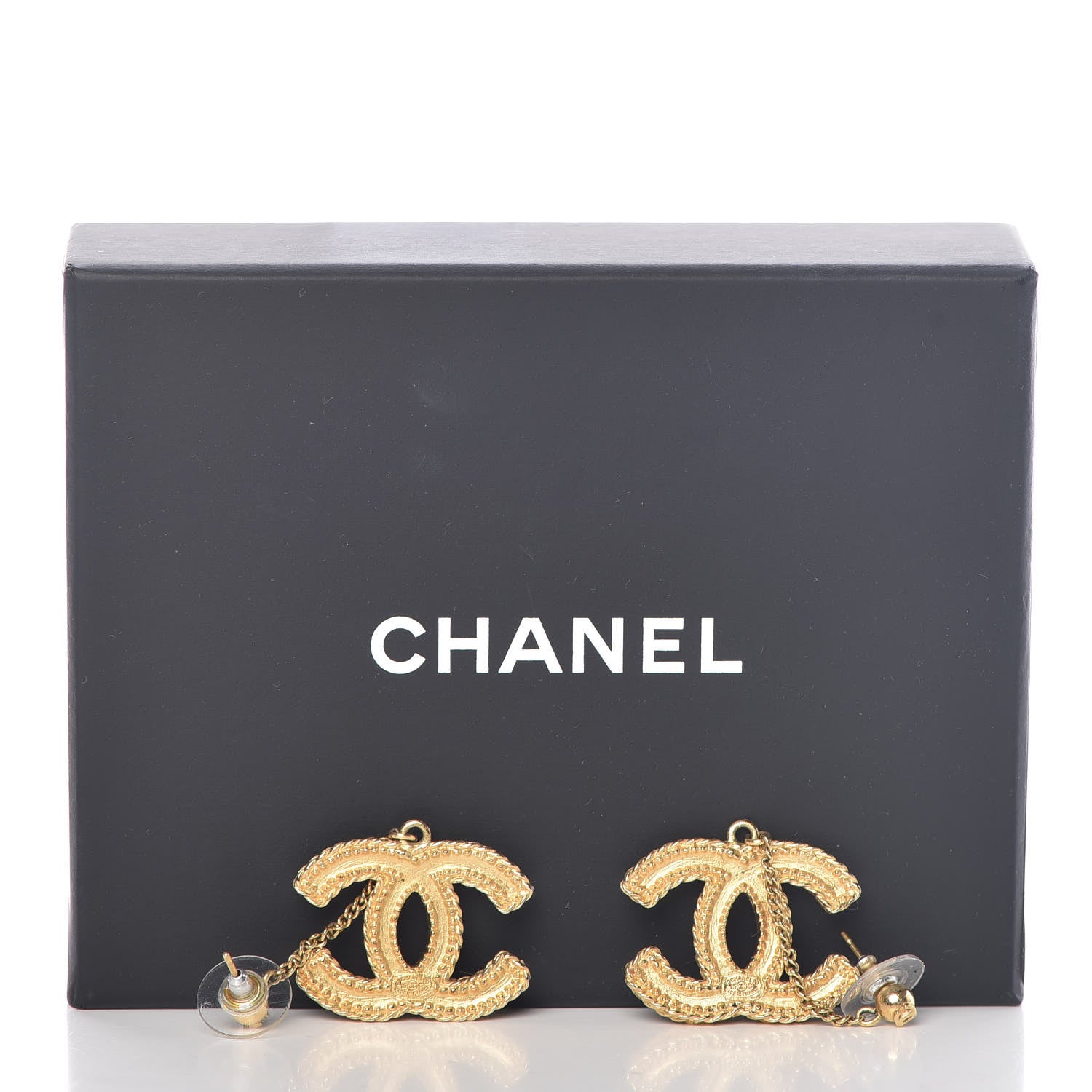 Chanel CC Drop Earrings Matte Gold 6 of 6