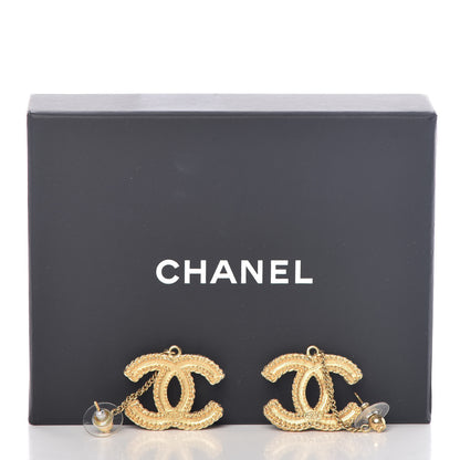 Chanel CC Drop Earrings Matte Gold 6 of 6