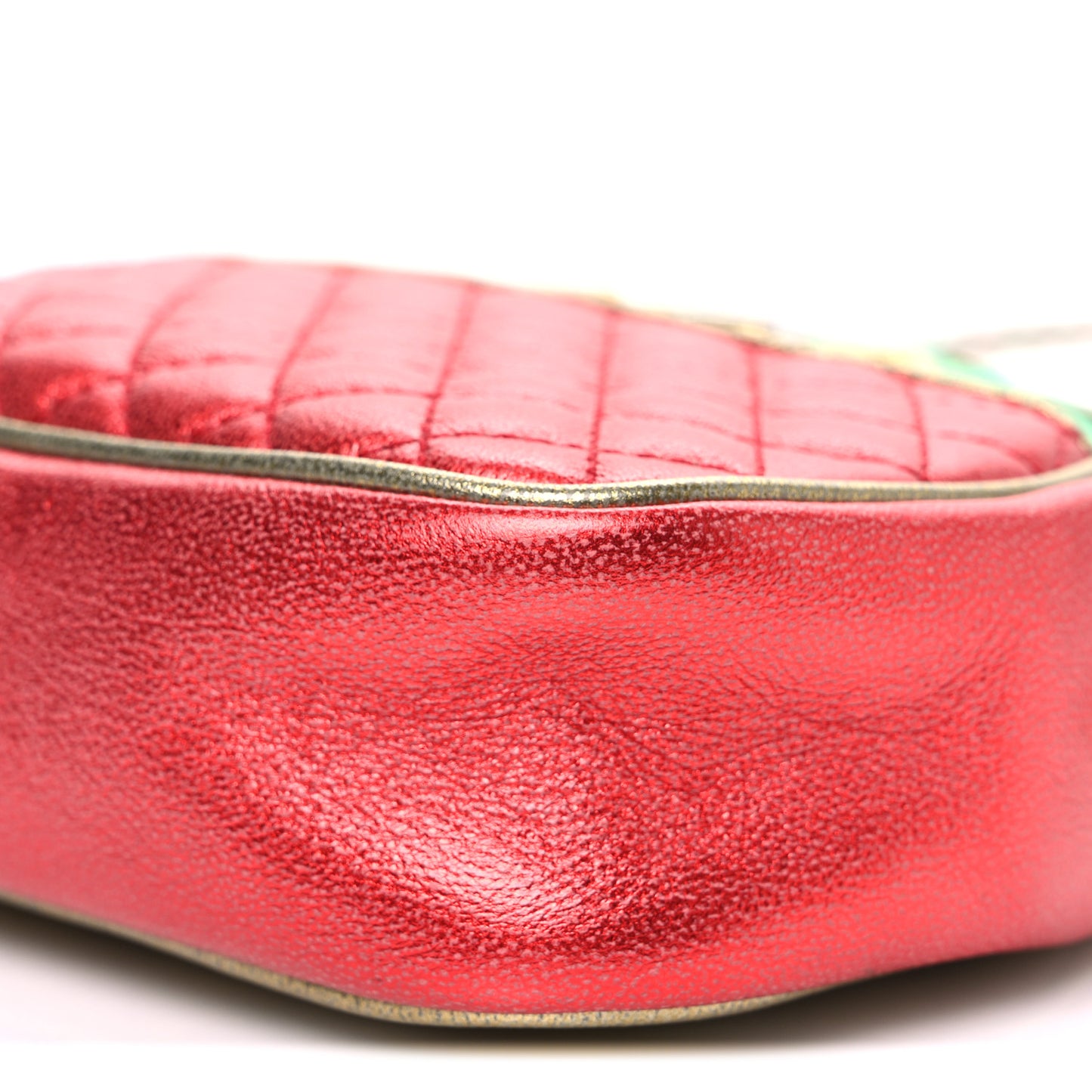 Laminated Nappa Trapuntata Mini Zumi Dome Shoulder Bag Rosso Jasmine Green Rame
