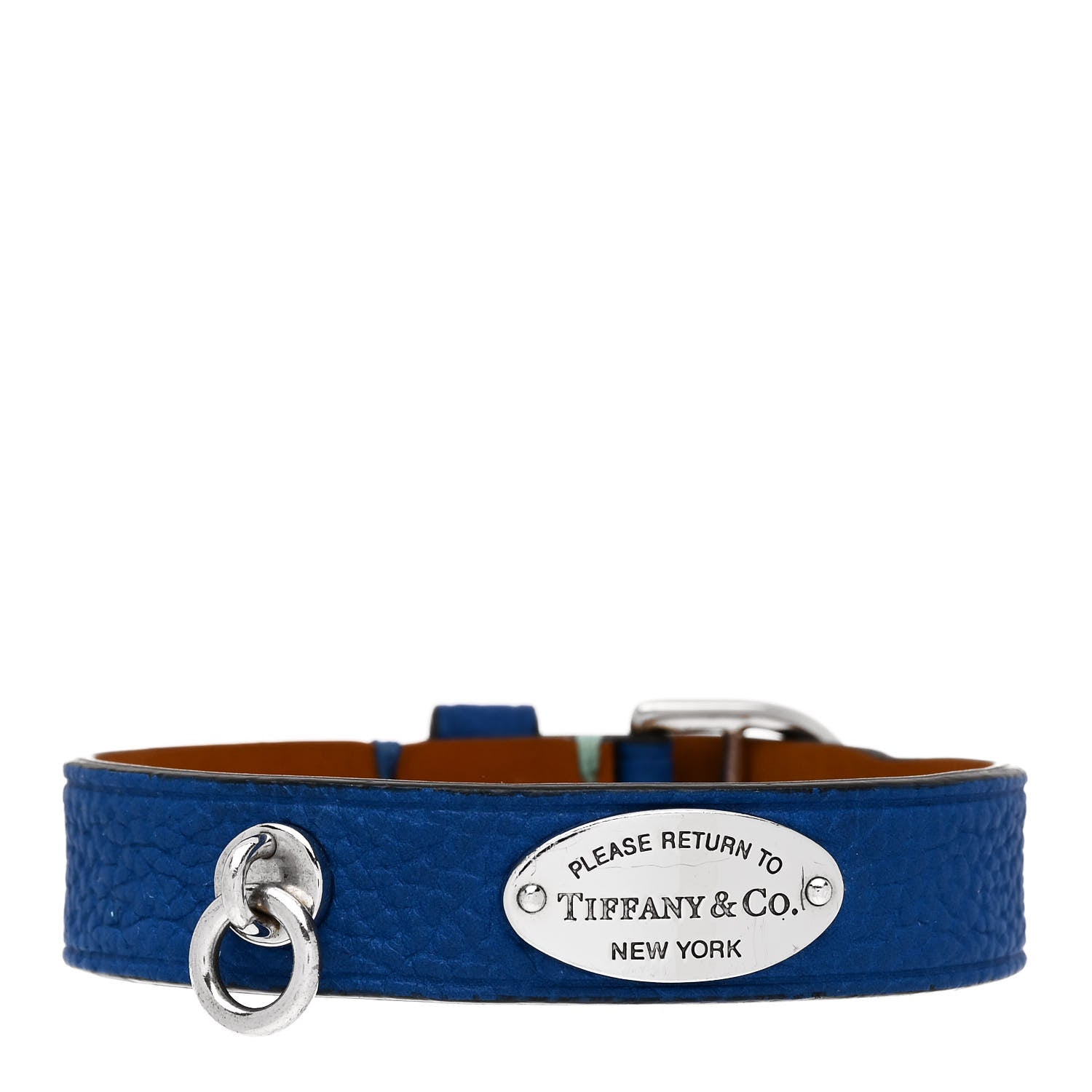 Tiffany Sterling Silver Leather Return to Tiffany Single Wrap Bracelet Cobalt Blue 1 of 5