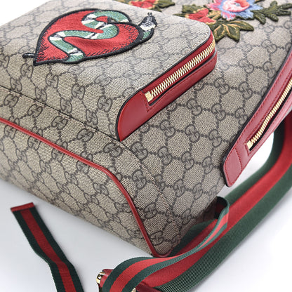 Gucci GG Supreme Monogram Web Kingsnake Heart Embroidered Small Day Backpack Red 9 of 9