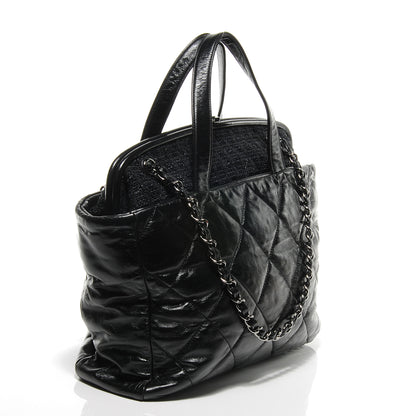 Chanel Glazed Calfskin Tweed Portobello Tote Black 3 of 7