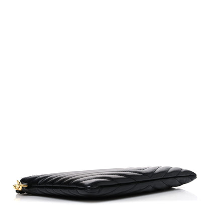 Saint Laurent Calfskin Matelasse Chevron Monogram A5 Wristlet Black 4 of 7