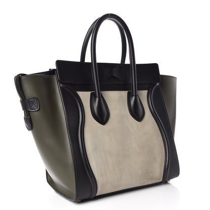 Celine Nubuck Smooth Calfskin Mini Tri-Color Luggage Olive 3 of 18