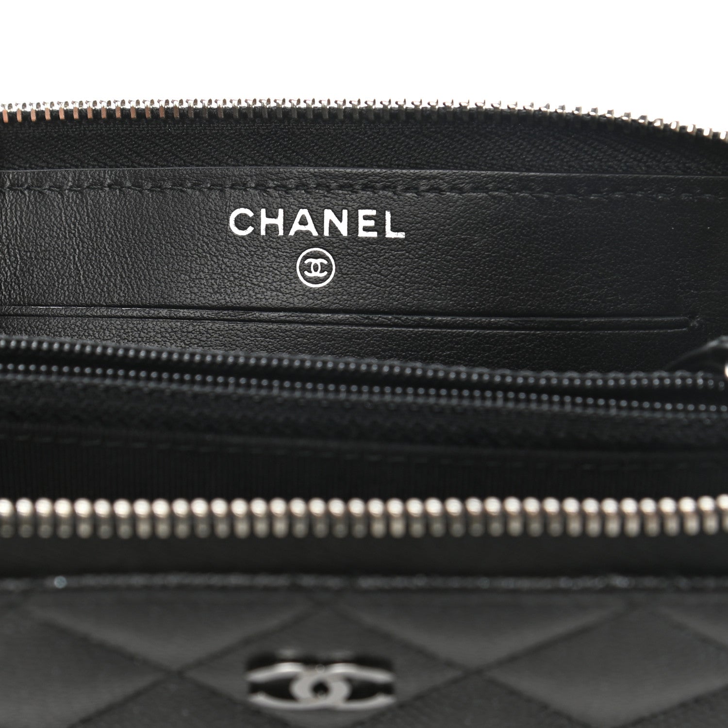 Chanel Iridescent Caviar Quilted Medium Zip Around Wallet Black 7 of 8