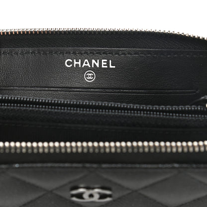Chanel Iridescent Caviar Quilted Medium Zip Around Wallet Black 7 of 8