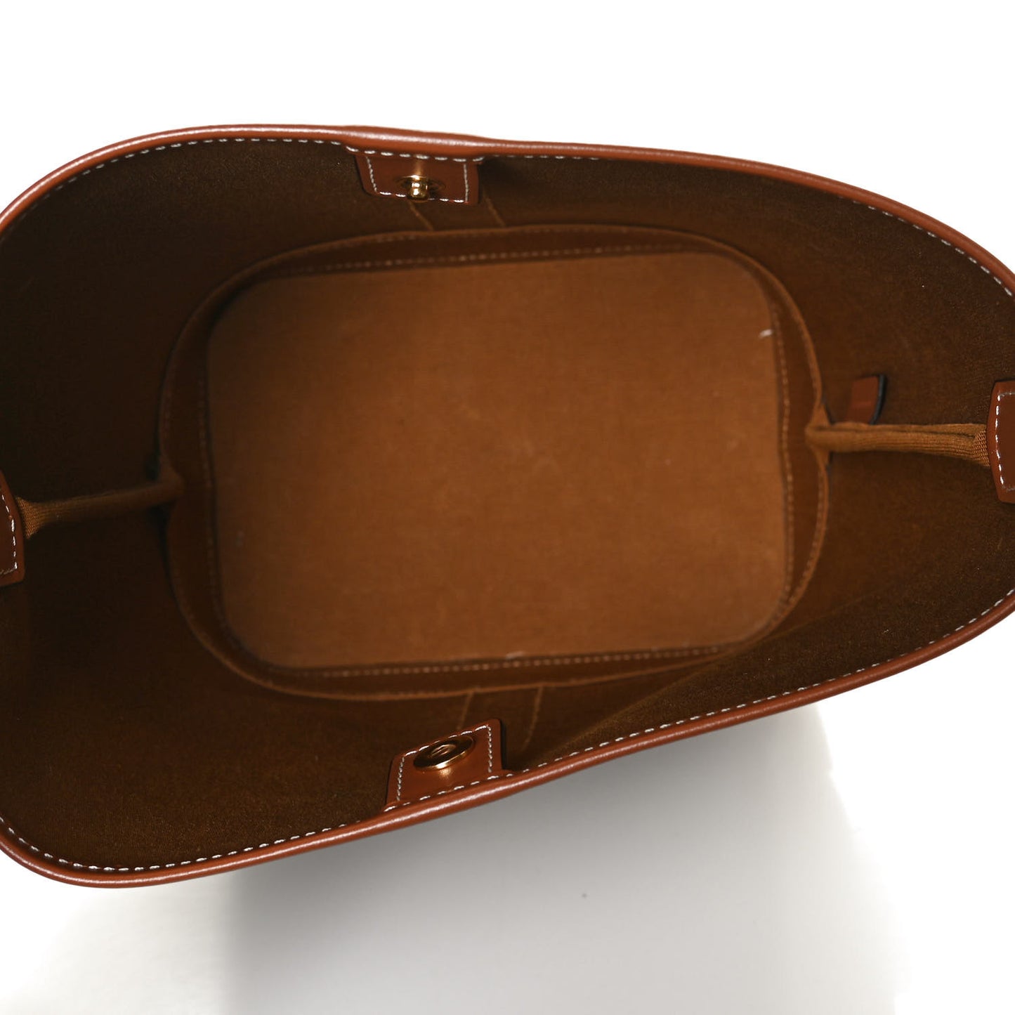 Triomphe Canvas Calfskin Small Bucket Bag Tan