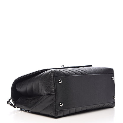 Chanel Caviar Chevron Quilted Small Coco Handle Flap Black 4 of 10