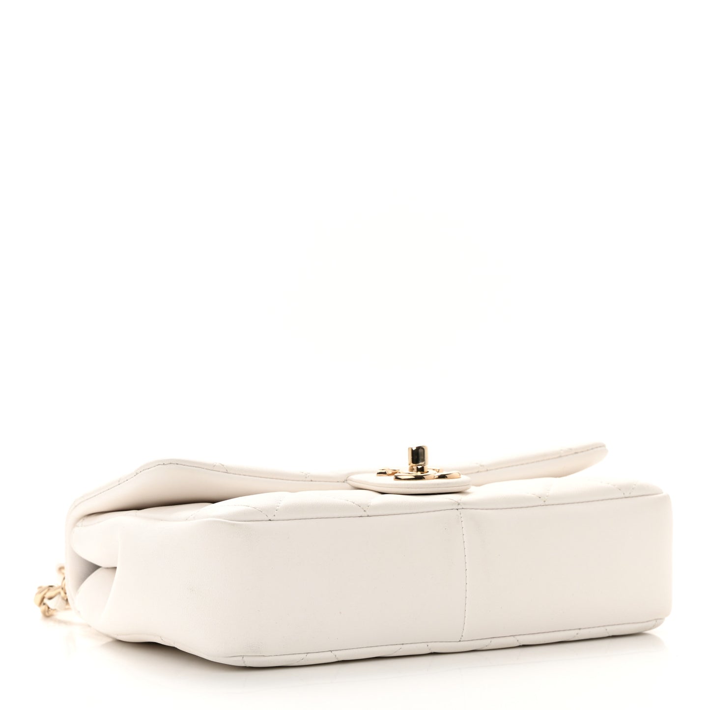 Lambskin Quilted Resin Bi-Color Chain Flap Bag White