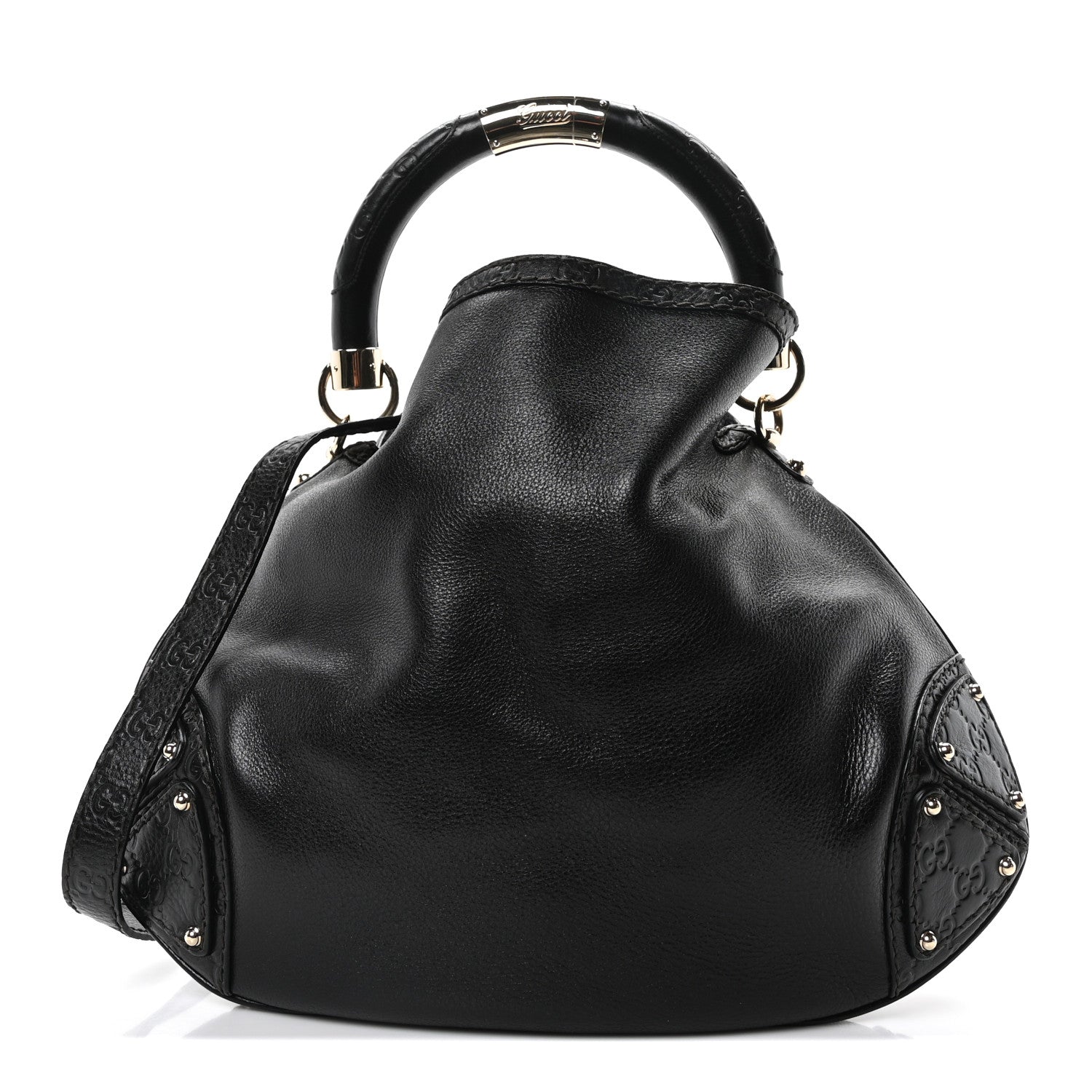 Gucci Calfskin Guccissima Medium Indy Top Handle Hobo Dark Brown 1 of 10