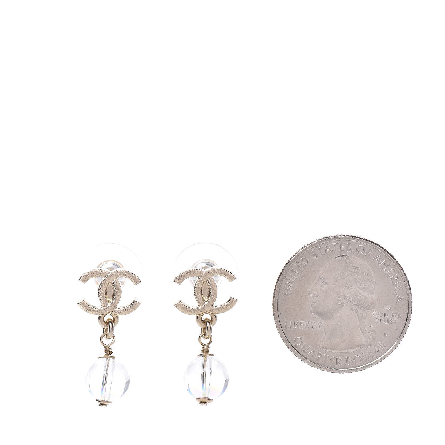 Chanel Iridescent Bead CC Drop Earrings Gold 2 of 5