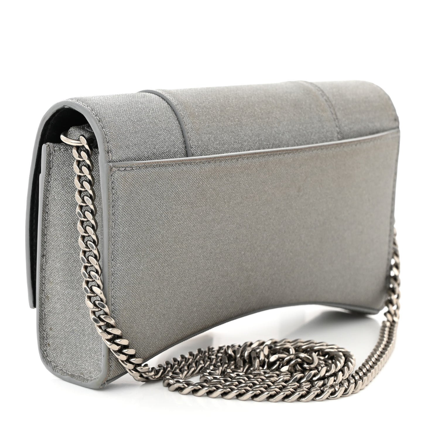 Glitter Fabric Hourglass Chain Bag Grey