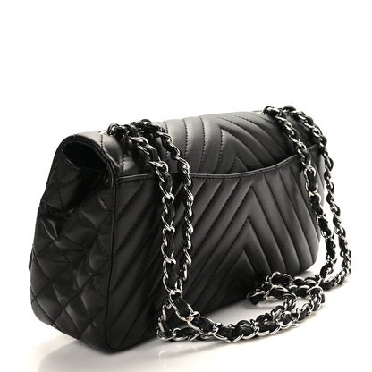 Chanel Lambskin Chevron Quilted Large Single Flap Black 3 of 10