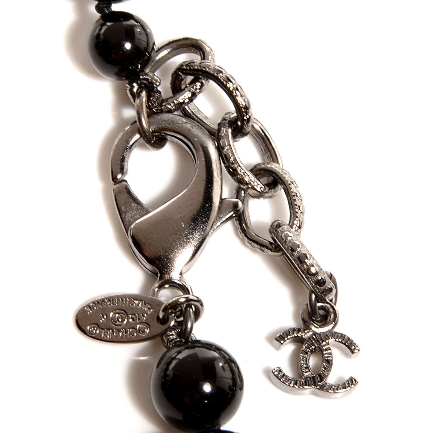 Glass Bead CC Map Necklace Ruthenium Black