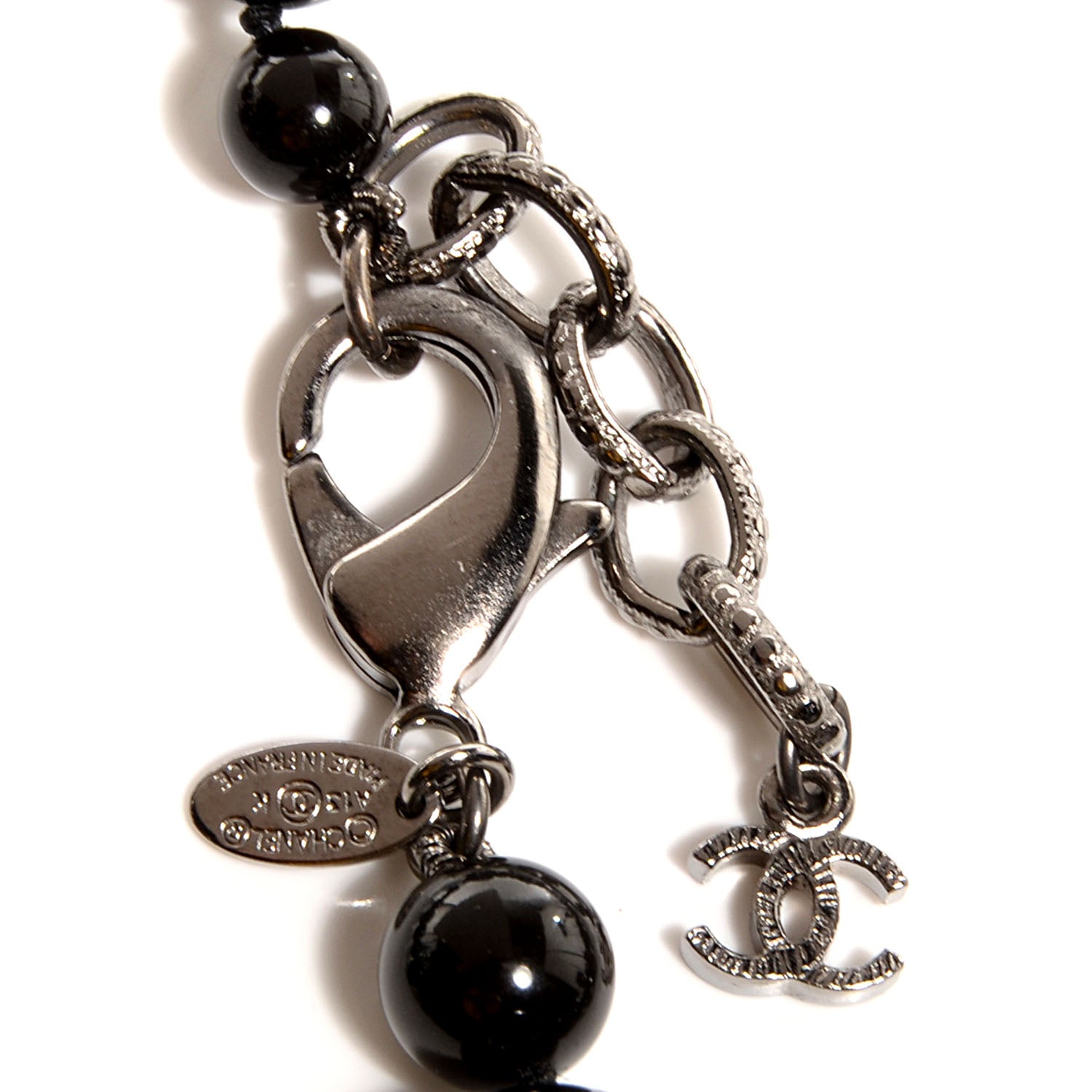 Chanel Glass Bead CC Map Necklace Ruthenium Black 4 of 6