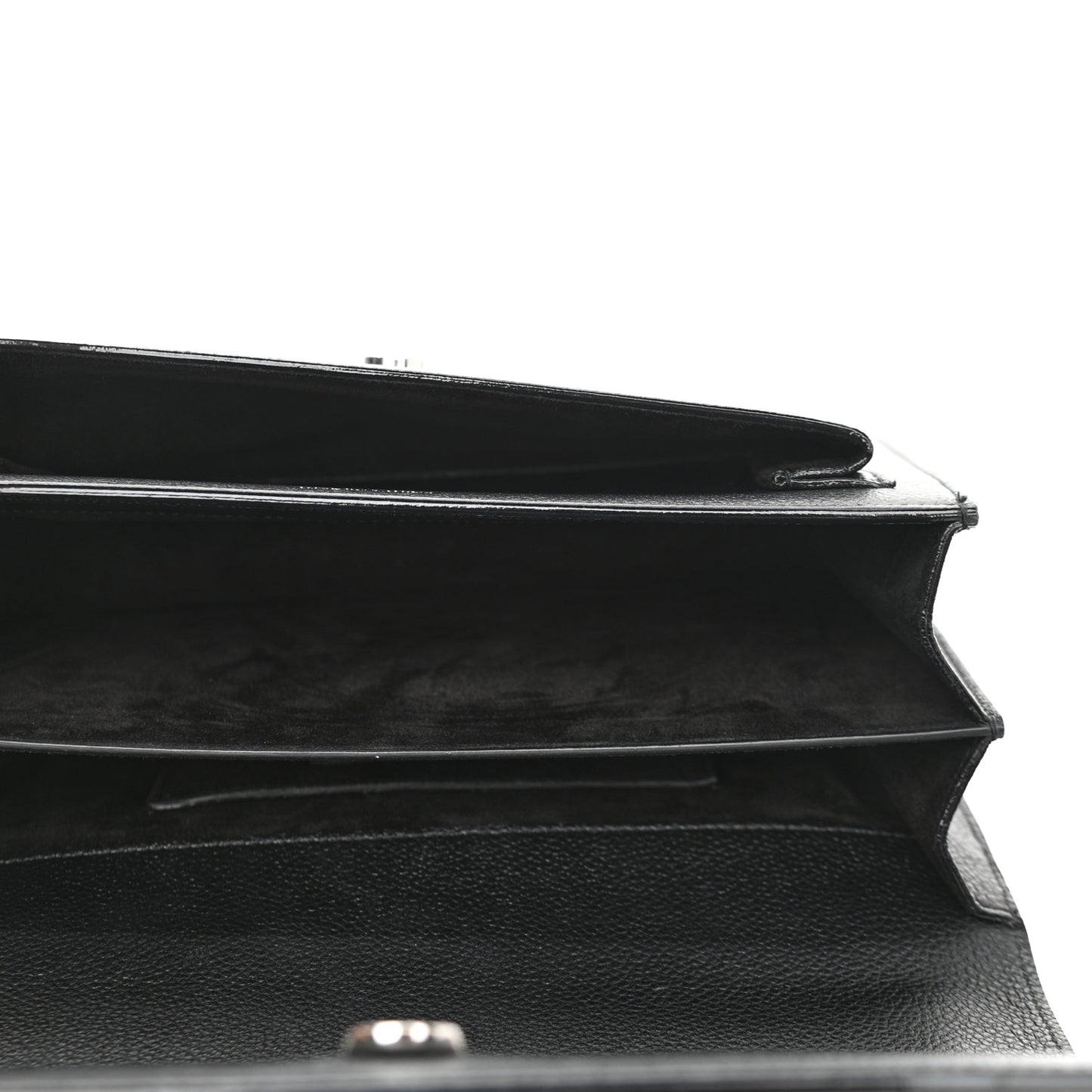Grained Calfskin Medium Monogram Sunset Satchel Black