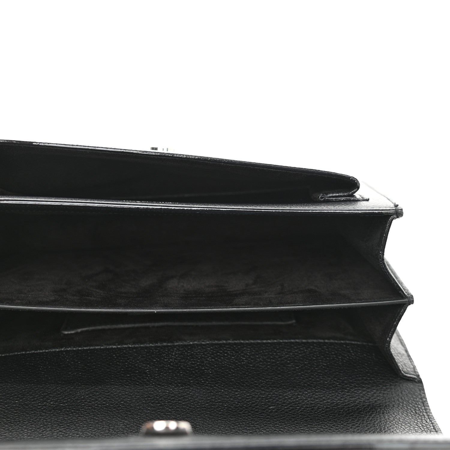 Saint Laurent Grained Calfskin Medium Monogram Sunset Satchel Black 4 of 12