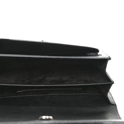Saint Laurent Grained Calfskin Medium Monogram Sunset Satchel Black 4 of 12