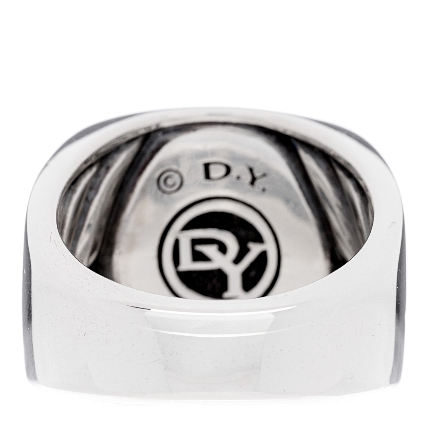 David Yurman Sterling Silver Black Diamond Streamline Signet Ring 57 8 3 of 5