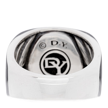 David Yurman Sterling Silver Black Diamond Streamline Signet Ring 57 8 3 of 5