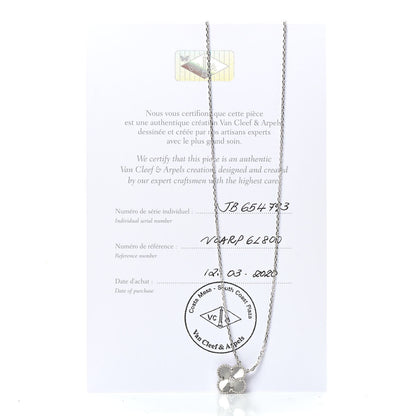 Van Cleef & Arpels 18K White Gold Diamond Guilloche Vintage Alhambra Pendant Necklace 6 of 6