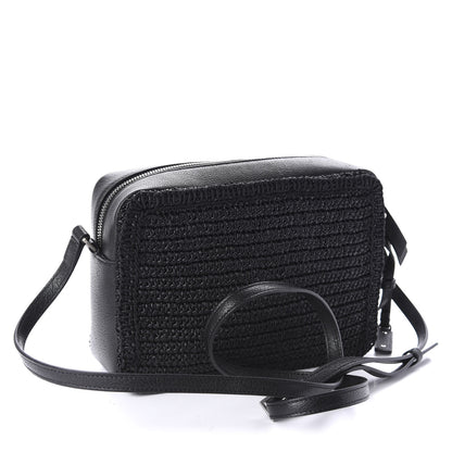 Saint Laurent Raffia Calfskin Monogram Lou Camera Bag Black 3 of 10
