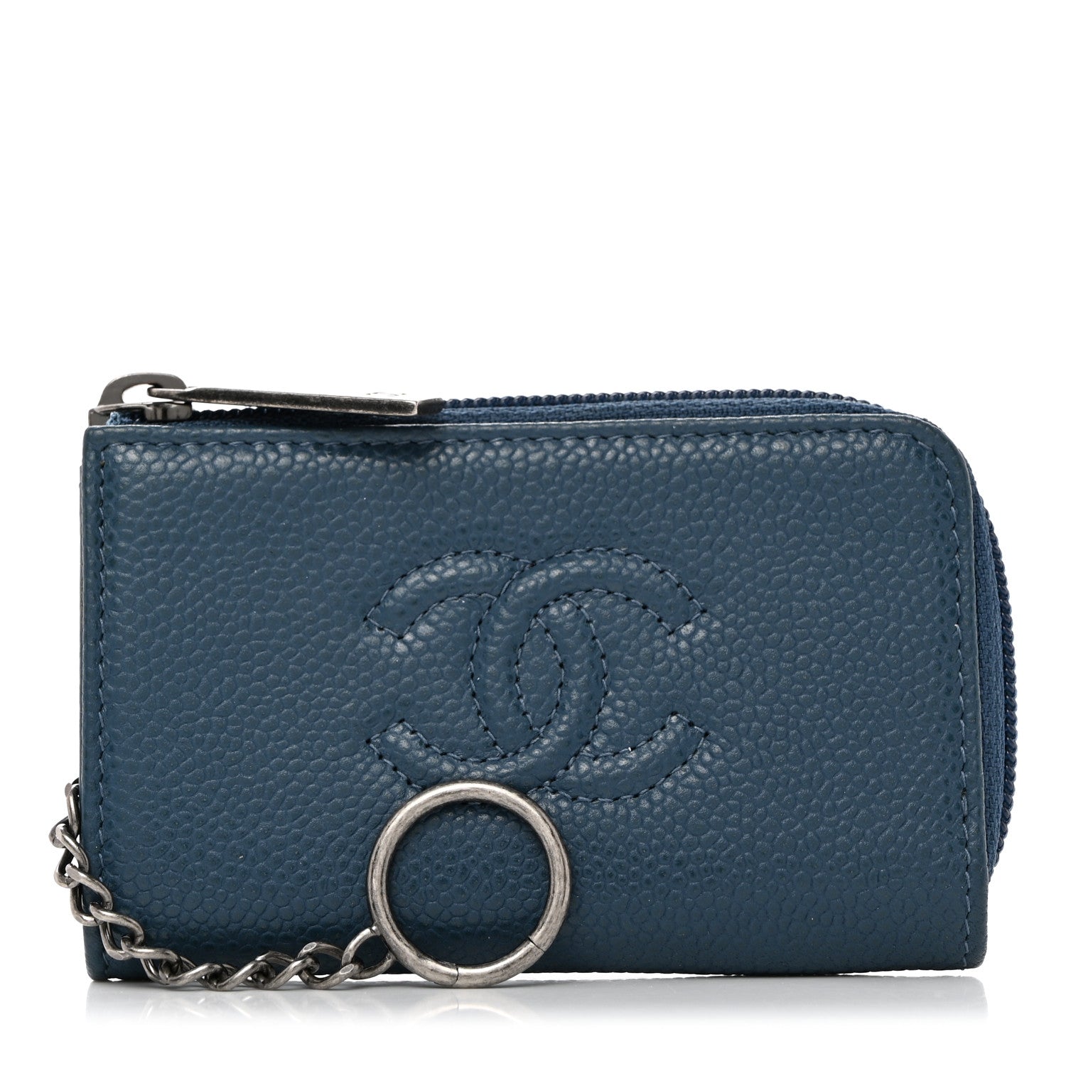 Chanel Caviar Timeless CC Coin Purse Case Blue 1 of 8