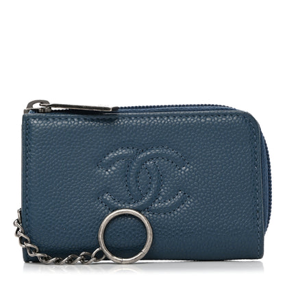 Chanel Caviar Timeless CC Coin Purse Case Blue 1 of 8