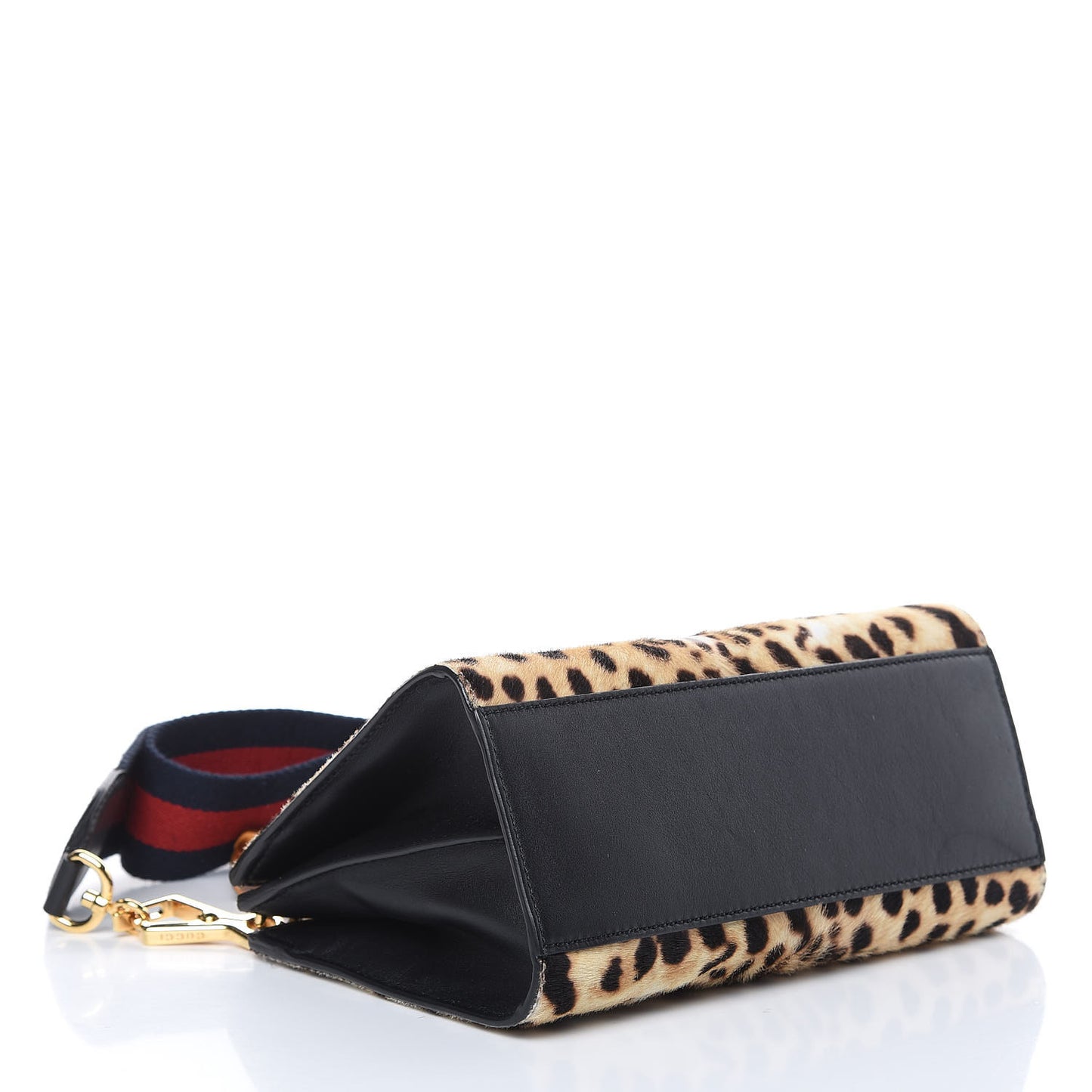 Calf Hair Bamboo Web Leopard Print Mini Nymphaea Top Handle Bag