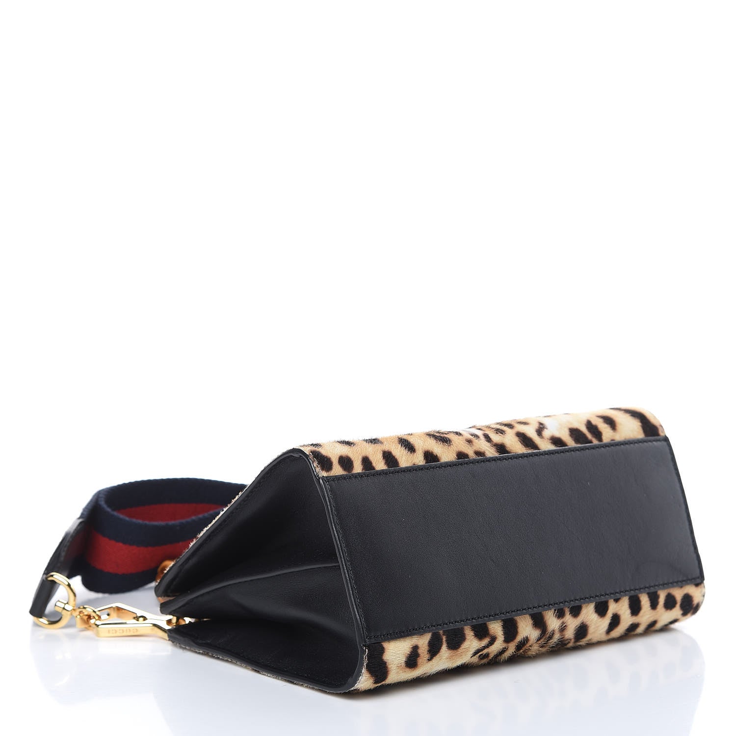 Gucci Calf Hair Bamboo Web Leopard Print Mini Nymphaea Top Handle Bag 4 of 13