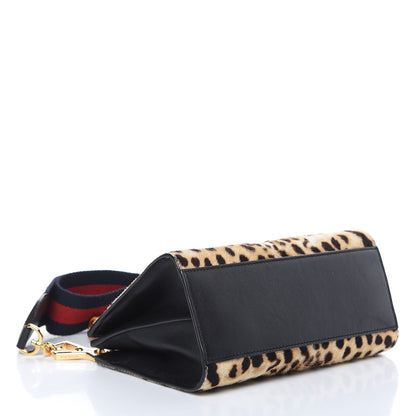 Gucci Calf Hair Bamboo Web Leopard Print Mini Nymphaea Top Handle Bag 4 of 13