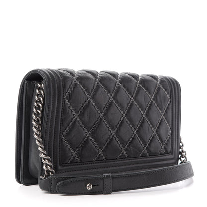 Chanel Iridescent Calfskin Embellished Double Stitch Boy Flap Black 3 of 10