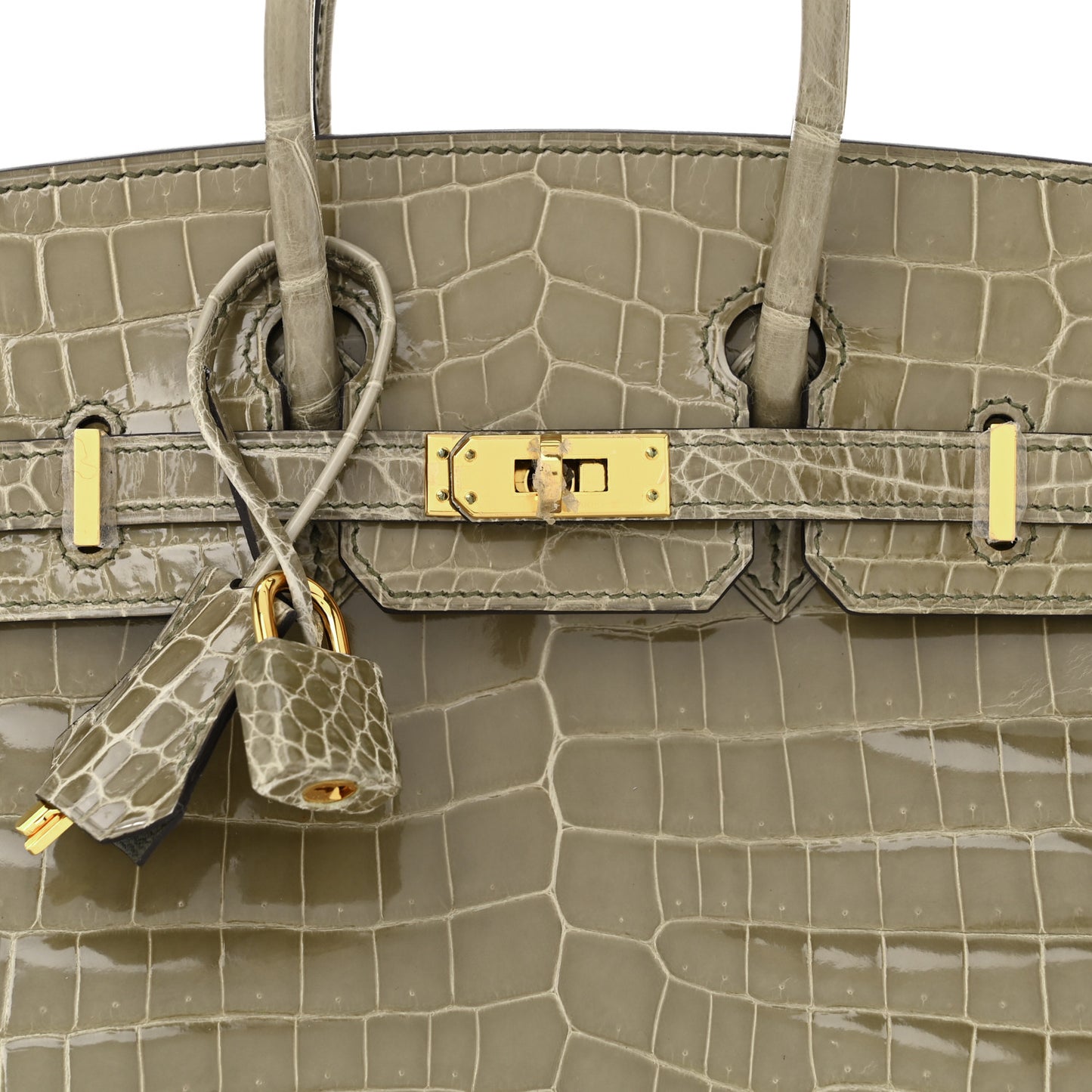 Shiny Niloticus Crocodile Birkin 25 Gris Tourterelle
